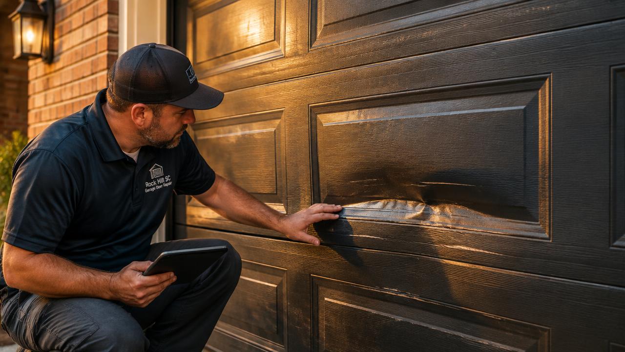 Garage door panel replacement performed by Rock Hill Garage Door Repair in Rock Hill, SC
